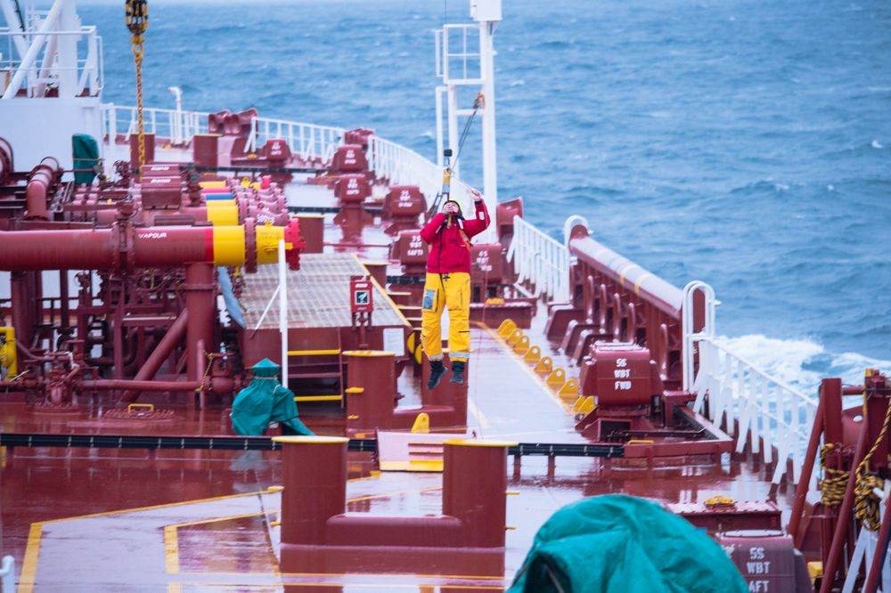 Marine crew working on a ship deck